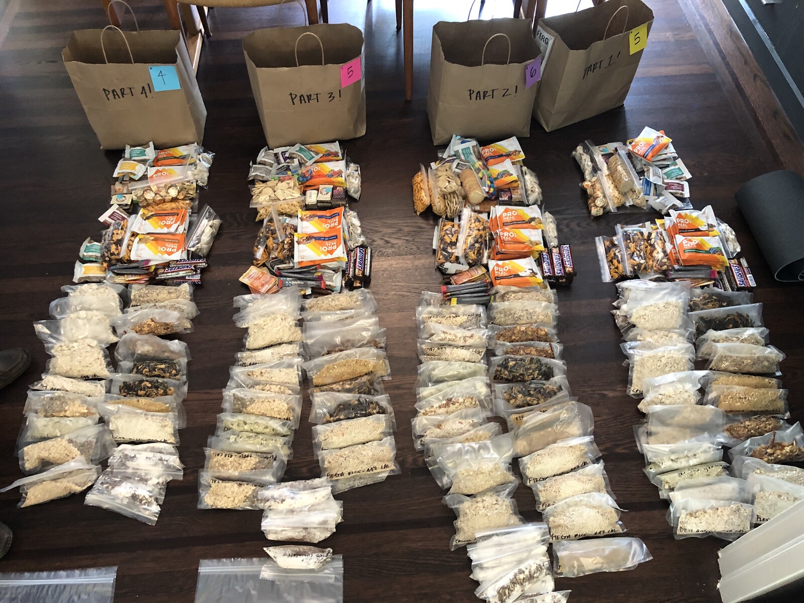 Each leg laid out in advance before packing and shipping